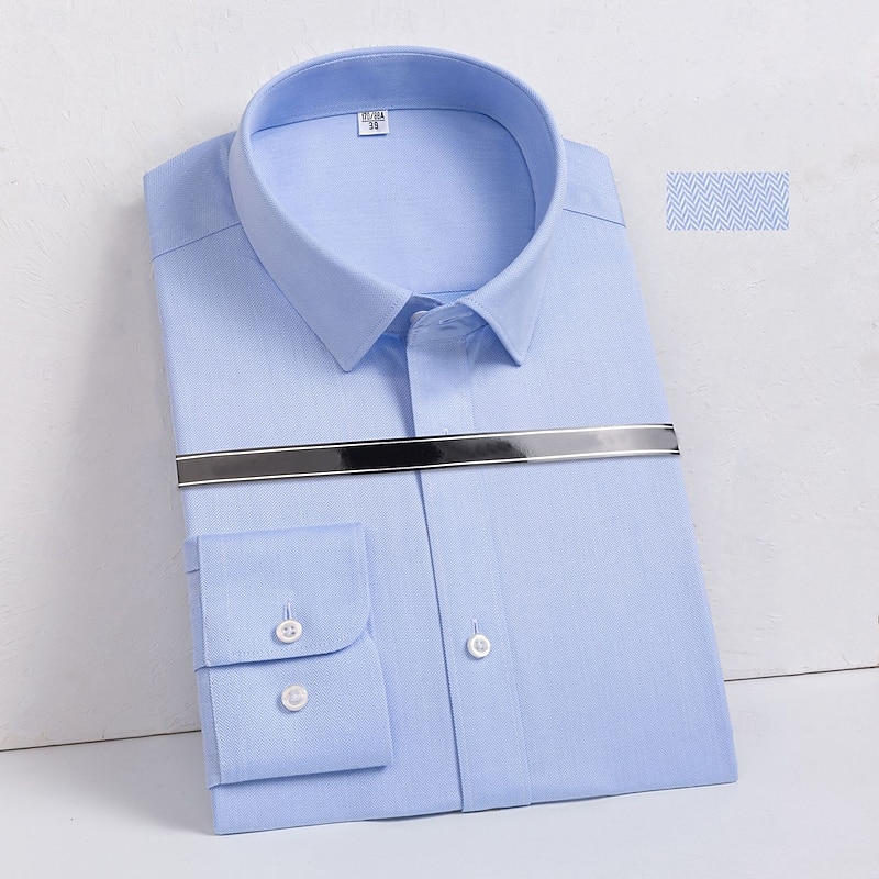 Men's 100% Cotton Non-iron Dress Shirt Button Up Shirt Solid Color School Formal White Long Sleeve Turndown All Seasons Clothing Apparel3