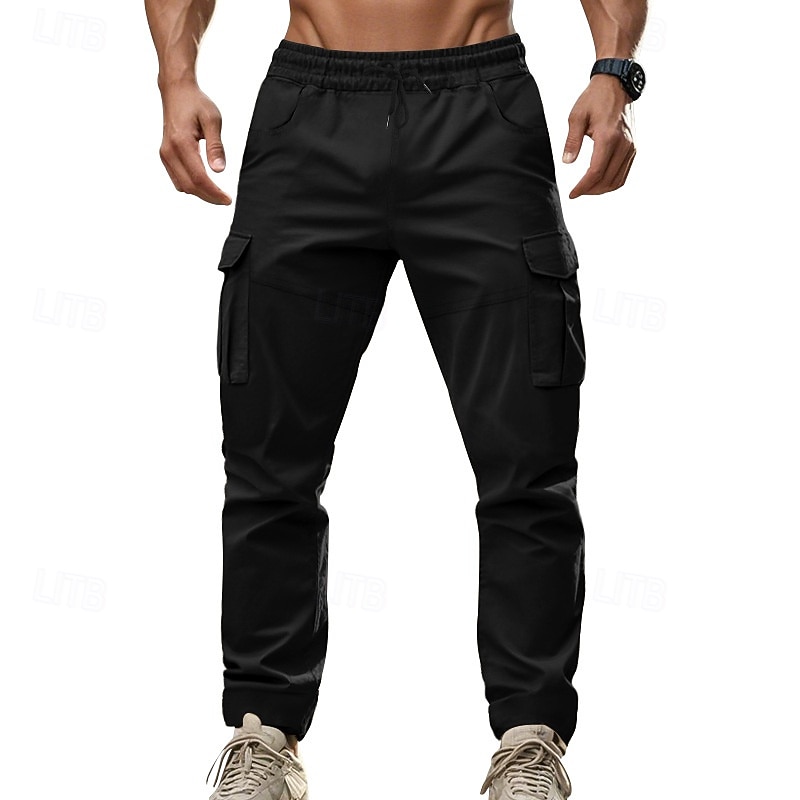 Men's Joggers Trousers Cargo Sweatpants Pocket Drawstring Elastic Waist Plain Comfort Sports Outdoor Daily Fashion Casual ArmyGreen Black Micro-elastic2