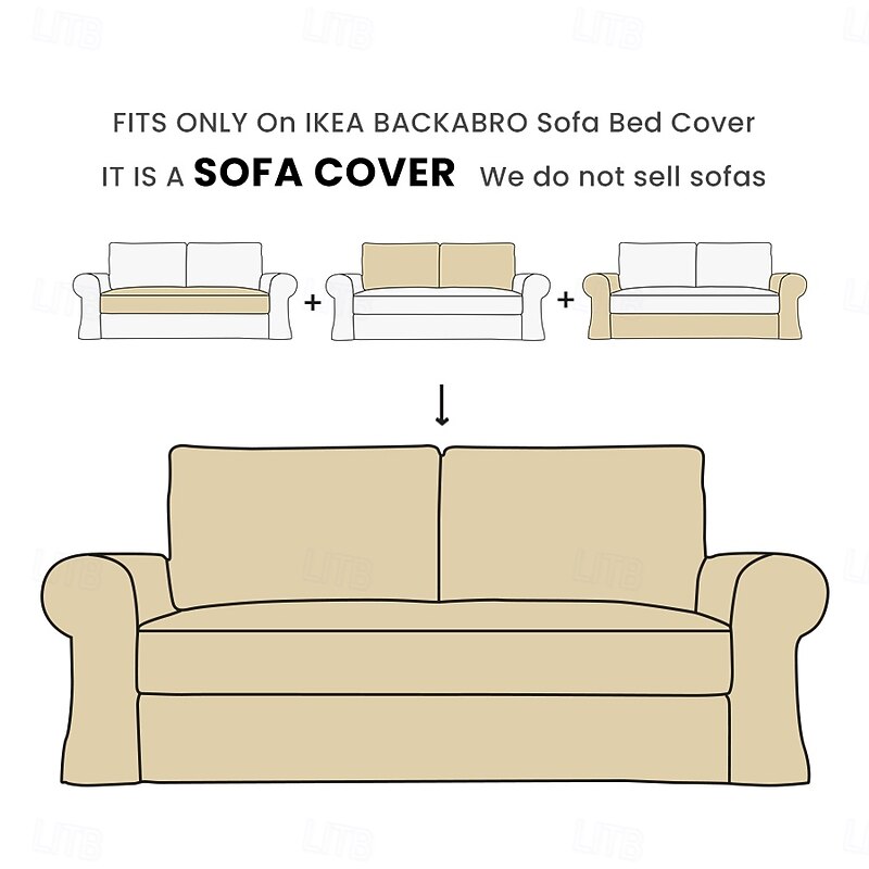 100% Cotton Sofa Bed Cover Solid Color Quilted Cotton Slipcovers  BACKcover LITB PRIME cover2