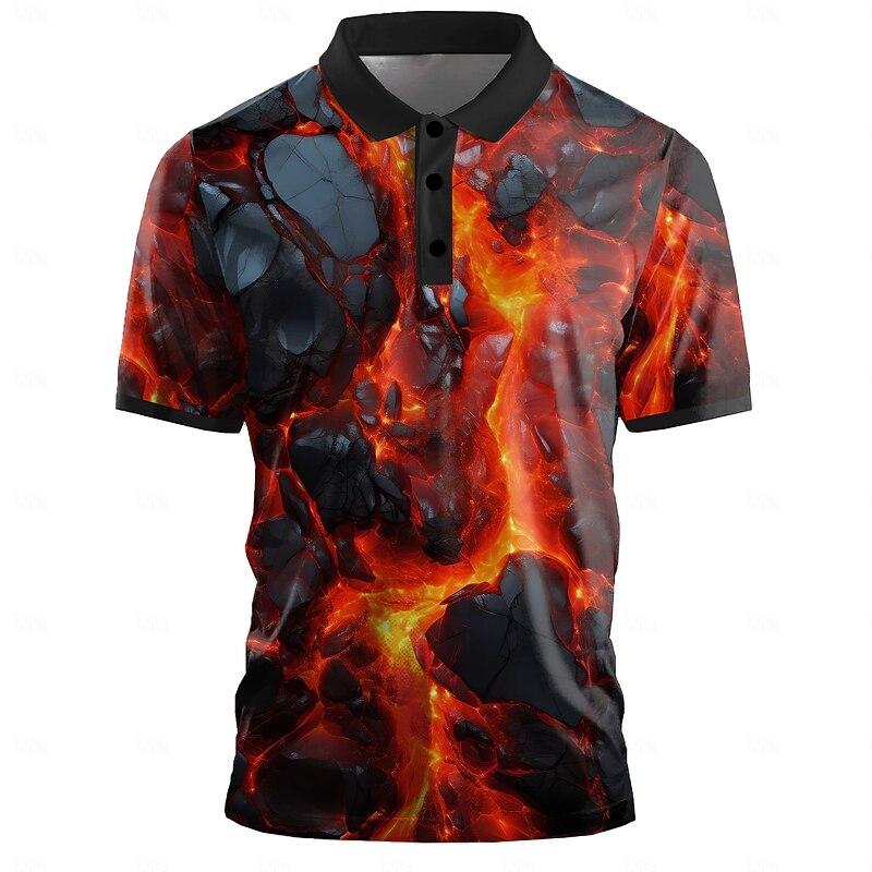 Men's Graphic Geometric Golf Shirt Short Sleeve Polo Shirts Collared Shirts Casual Dark School Outdoor Street Dailywear 3D Print Summer Yellow Red Purple