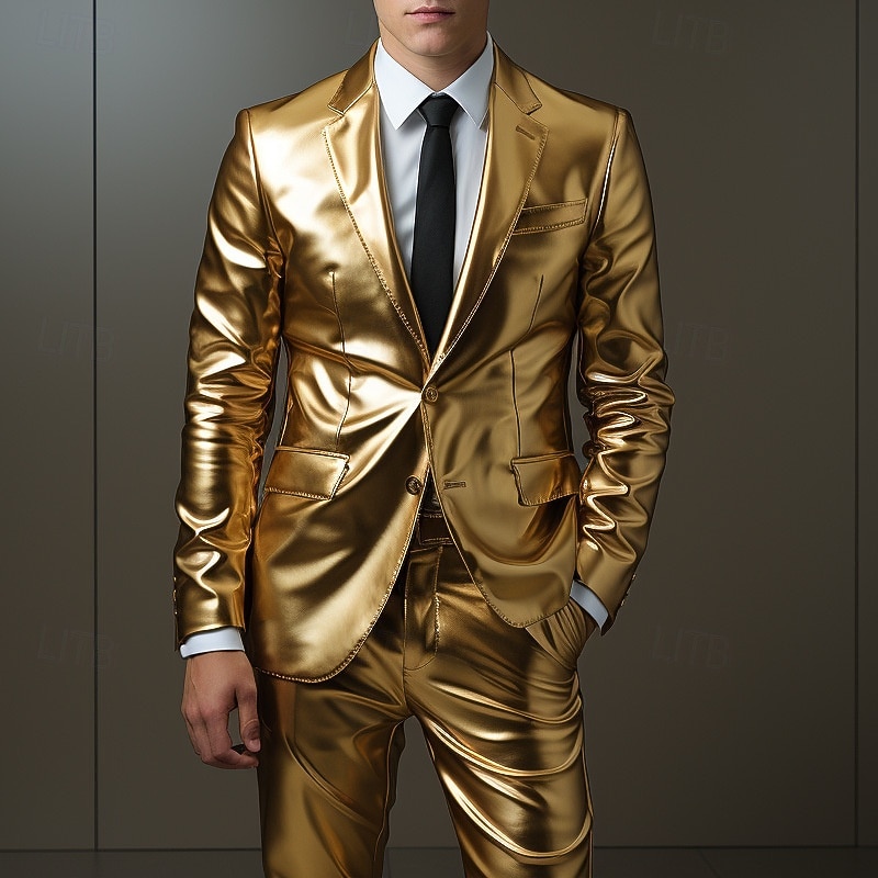 Metallic Disco 1980s Pants Outfits Suits & Blazers Disco Solid Colored Fancy Dress Men's Masquerade Event / Party Pride Parade Pride Month Adults' Costume