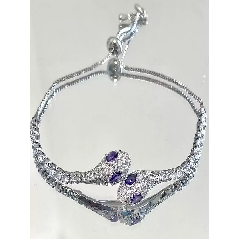 Cubic Zirconia Vintage Style Snake Personalized Chrome Bracelet Jewelry Silver / Purple / Green For Party Street