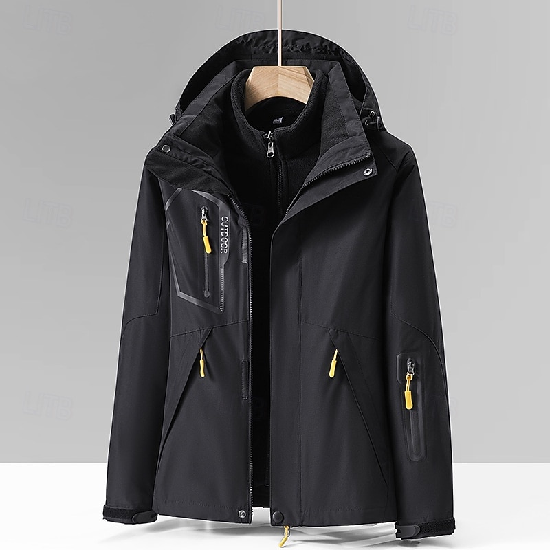 Women's Softshell Jacket Hiking Jacket Winter Outdoor Windproof Water Resistant 3-in-1 Jacket Fleece Jackets Windbreaker Jacket Traveling Black Ivory Pink Green4