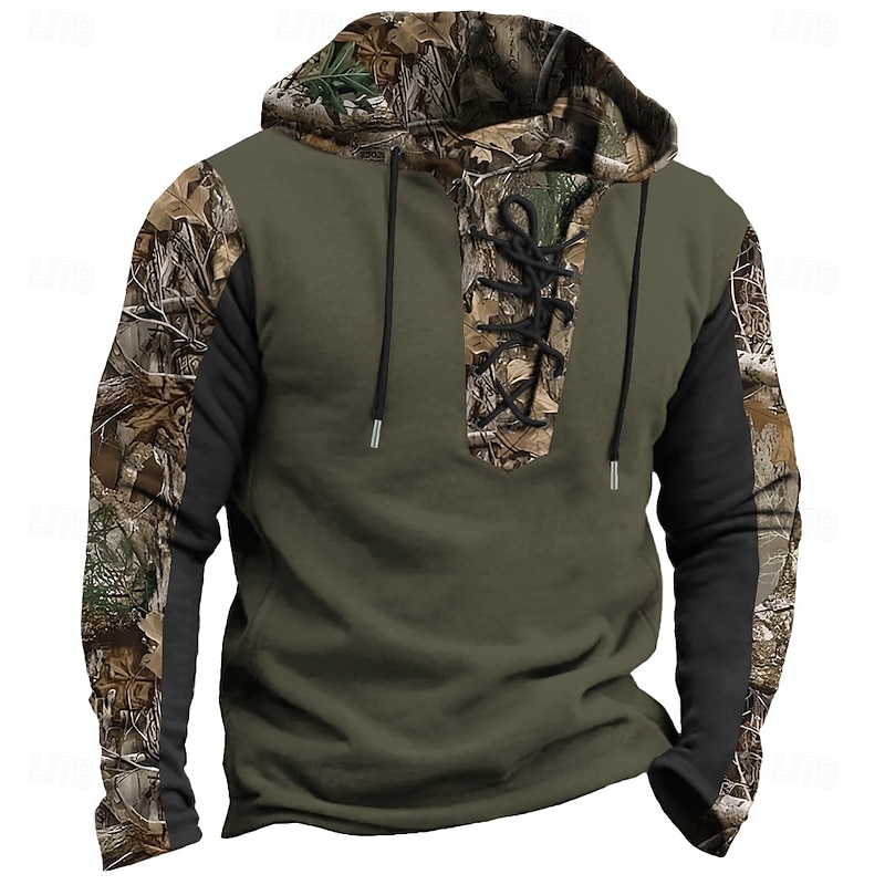 Men's Camo Camouflage Hoodies Fashion Cool Long Sleeve Hooded Black Brown Drawstring Fall Winter Designer2