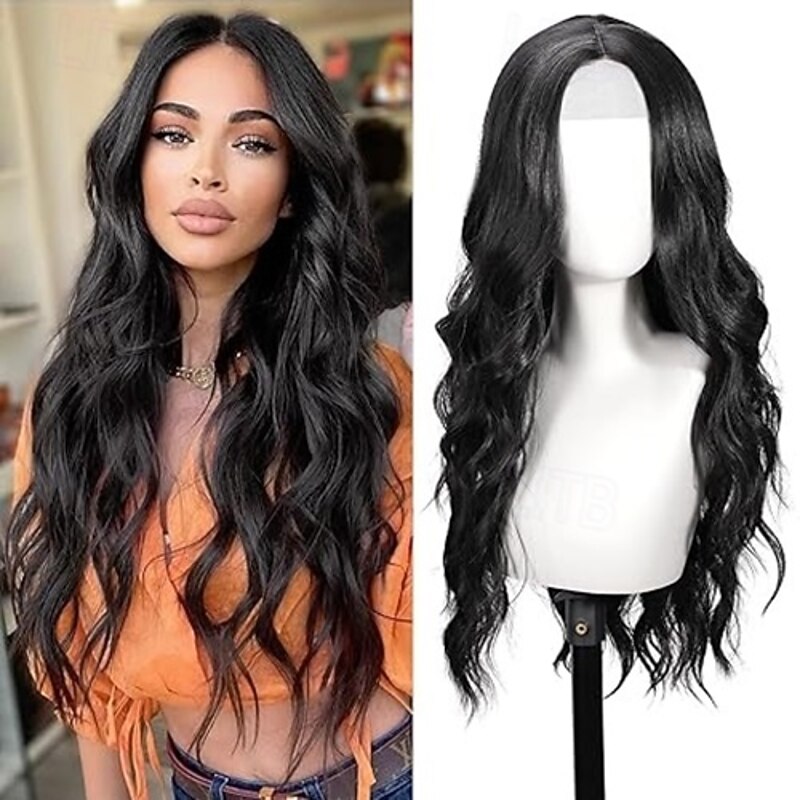 Wig for Women Long Curly Wavy Wigs Natural Looking Synthetic Heat Resistant Fiber Wig, Lace Hairline Wig for Daily Use Cosplay2