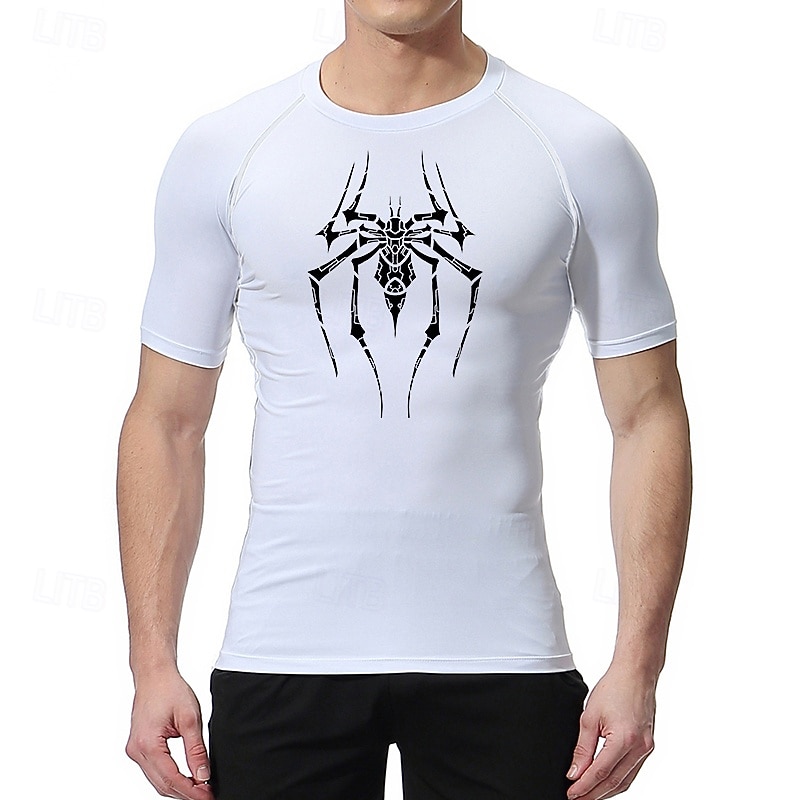 Men's Athletic Shirt Gym Shirt Fitness Shirt Padded Compression Shirt Short Sleeve Tee Tshirt Casual Athleisure Spiders Quick Dry Soft Breathable Gym Workout Walking Jogging Sportswear Activewear3