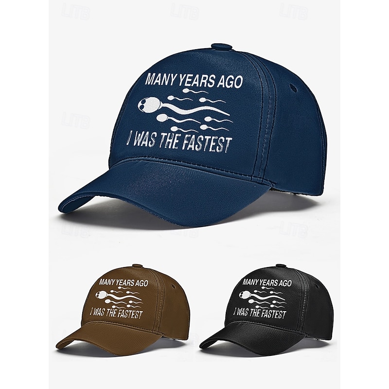 Funny Printed Baseball Cap with 'Many Years Ago I Was the Fastest' Quote, Adjustable Dad Hat for Men and Women, Perfect for Casual Wear, Gag Gifts, and Parties3