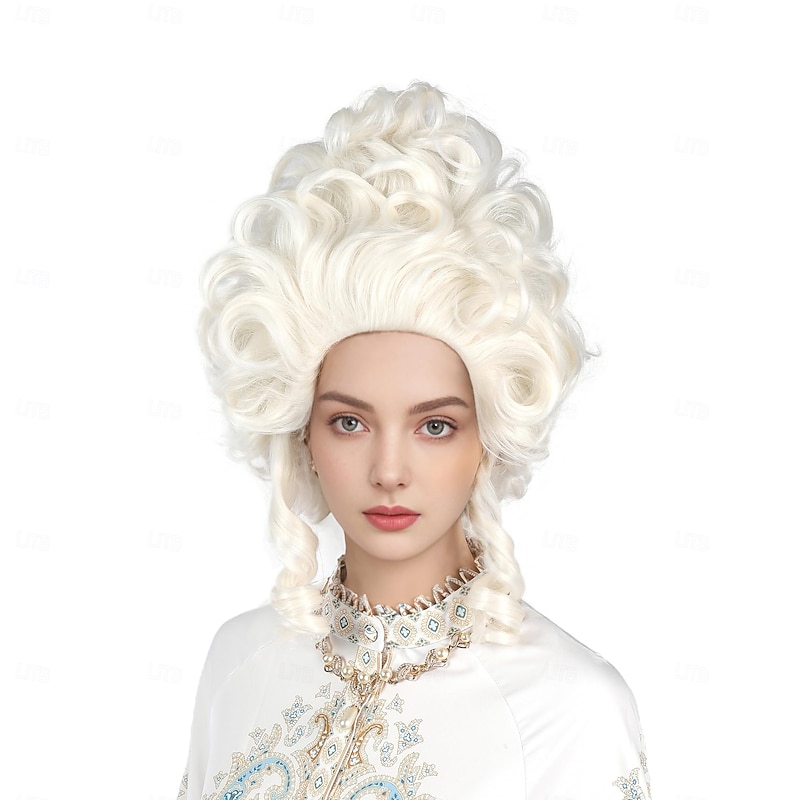 Platinum Blonde Wig Short Curly Hair Blonde Beehive Wig Queen Cosplay Halloween Costume Wig Women For Carvinal