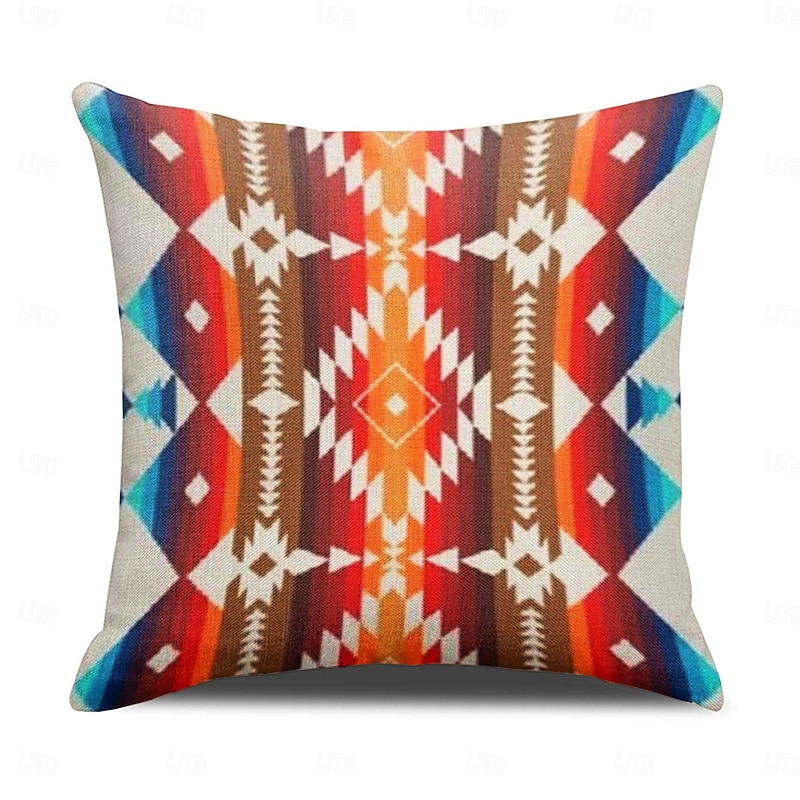 Farmhouse Style Geometric Pillow Case Pillow Covers Terracotta Southwestern Cushion Case Decorative Aztec Print Ethnic Home Decor3