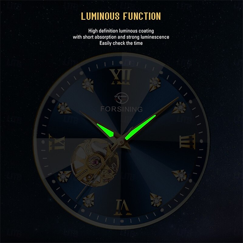 FORSINING Men Mechanical Watch Luxury Large Dial Fashion Business Hollow Skeleton Automatic Self-winding Luminous Waterproof Steel Watch4