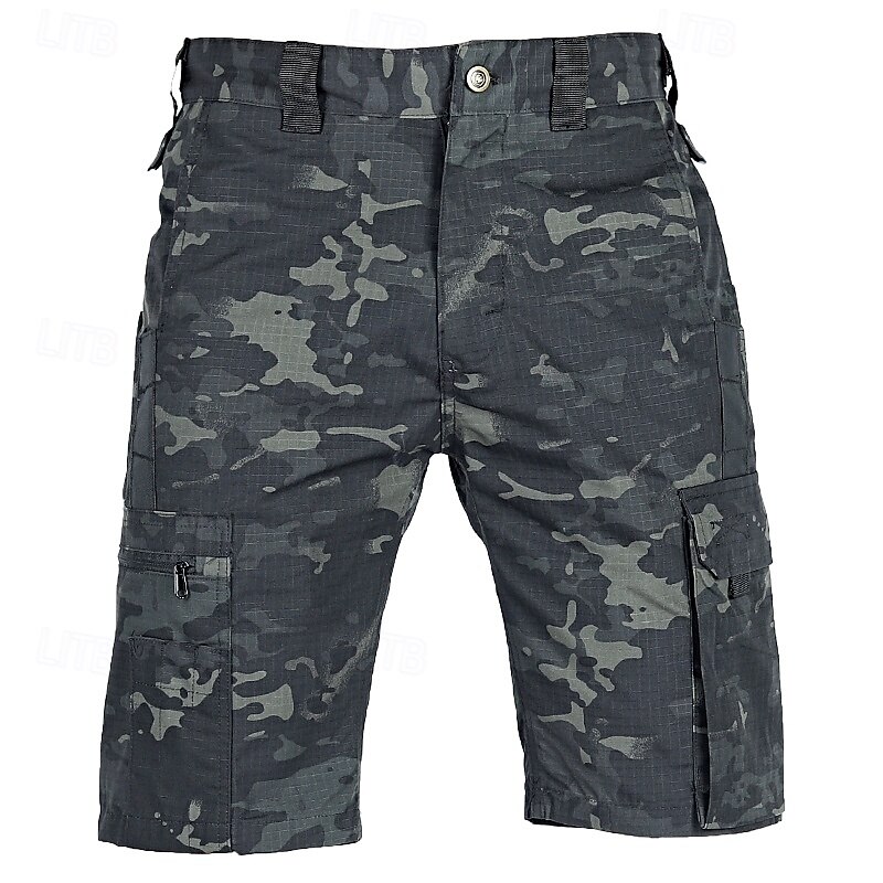 Men's Tactical Shorts Cargo Shorts Camping Shorts Shorts Hiking Shorts Elastic Waist Multi Pocket Plain Waterproof Wearable Knee Length Outdoor Casual Daily Fashion Streetwear Camouflage Black