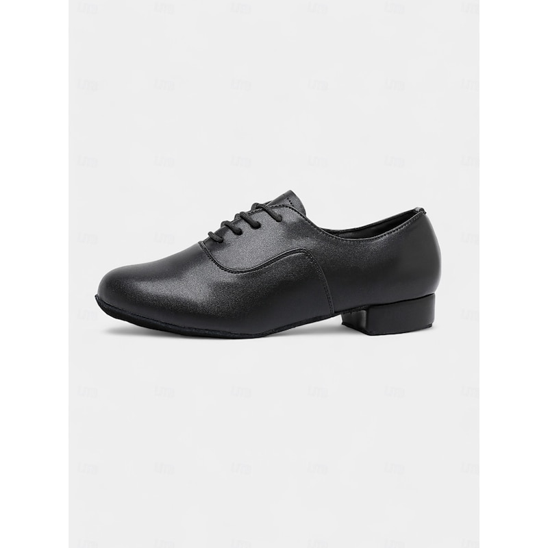 Men's Black Lace-Up Dance Shoes with Soft Suede Sole and Classic Design – Ideal for Ballroom, Latin, and Stage Performances3