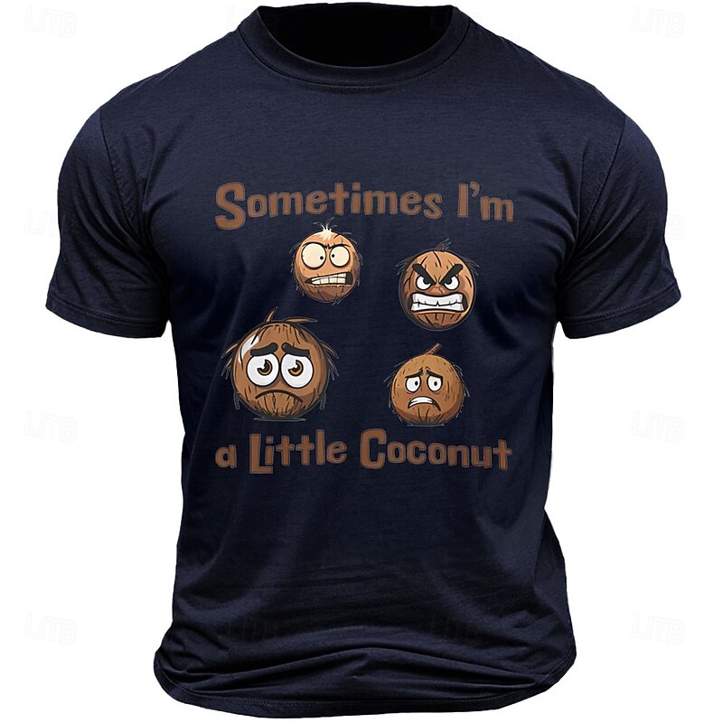 Men's Letter Printed Coconut Funny Hawaiian T Shirt Tee Top 100% Cotton Short Sleeve Graphic Shirt Black White Army Green Comfortable Tee Vacation Street Fashion Designer Clothing3