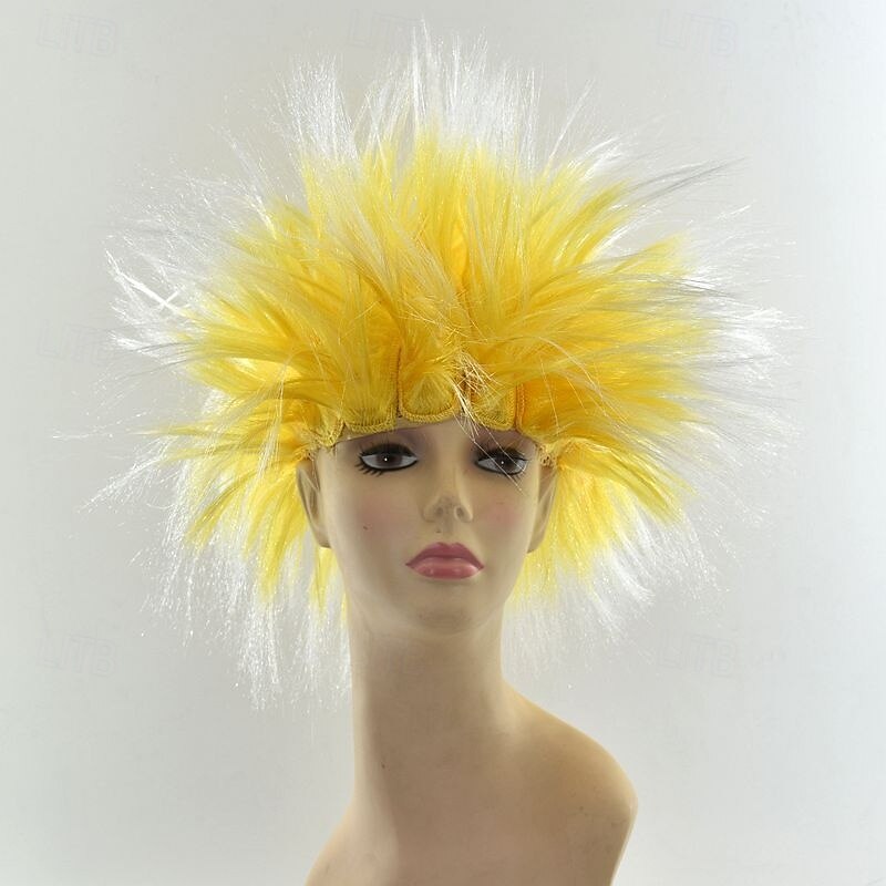 Synthetic Wig Curly Middle Part Wig Short Black Yellow Pink Red Blue Synthetic Hair Men's Pink Red Black For Carnival3