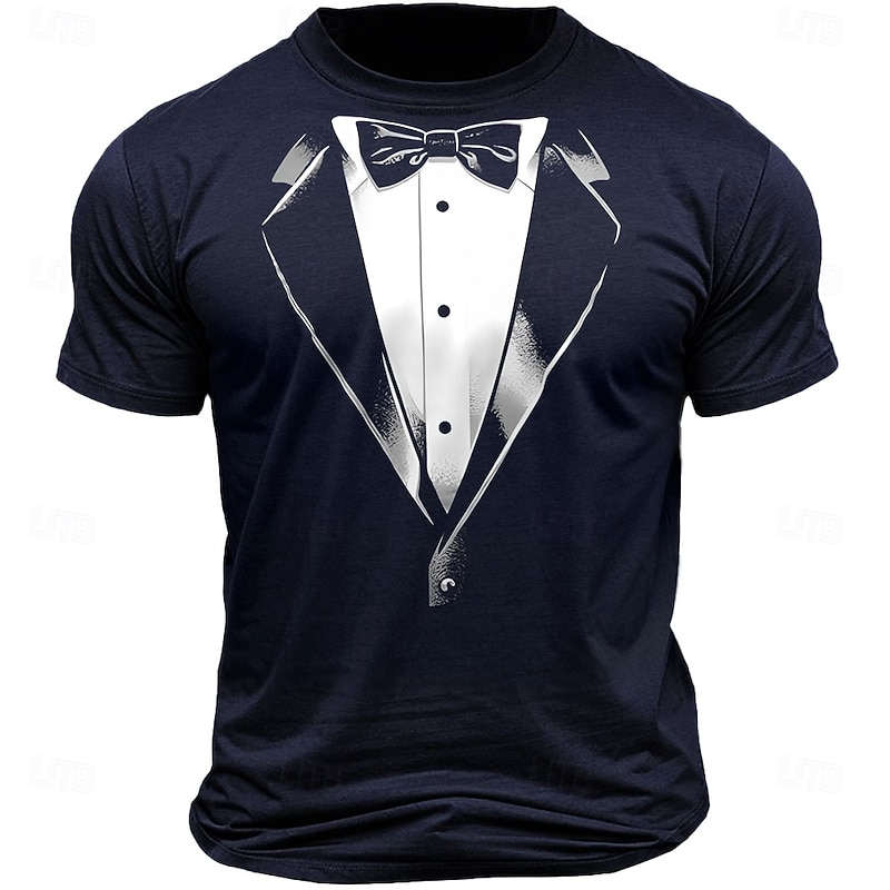 Men's Short Sleeve Graphic Tee Tuxedo Print - Funny Formal Look Costume3