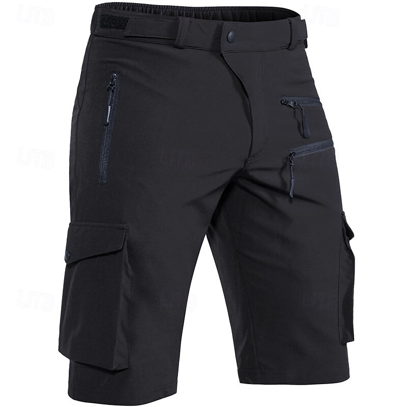 Men's Cargo Shorts Camping Shorts Shorts Hiking Shorts Elastic Waist Multi Pocket Plain Waterproof Quick Dry Knee Length Sports Outdoor Daily Camping & Hiking Classic Style Athleisure Black Blue3