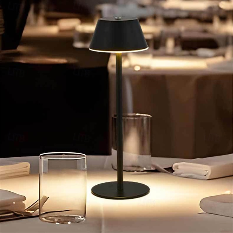 Luxury LED Metal Desk Lamp - USB Rechargeable Bedside Table Night Light for Home Living Bedroom 1pc4