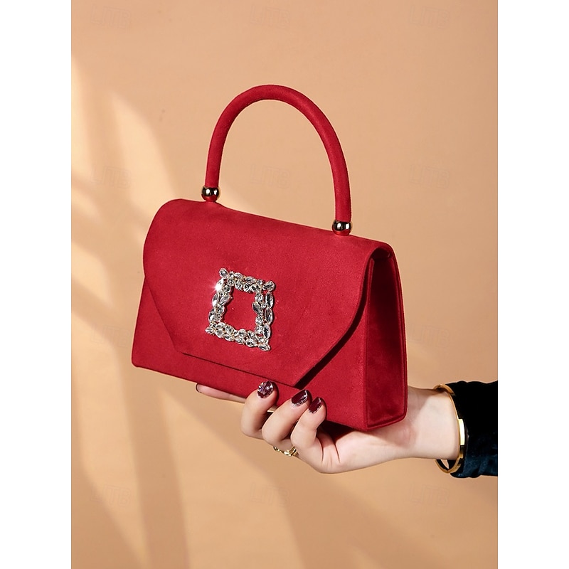 Women's Clutch Evening Bag Shoulder Bags Polyester Party Wedding Party Buckle Chain Large Capacity Multi Carry Solid Color Almond Black Red2