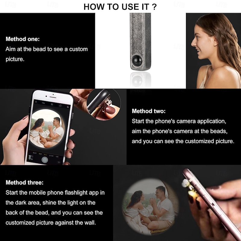 Personalized Projection Photo Keychain Custom Best Gift for Dad, Stainless Steel Couple Gift for Wife, Mom, Wedding, Mother's Day, Romantic Birthday Gift3