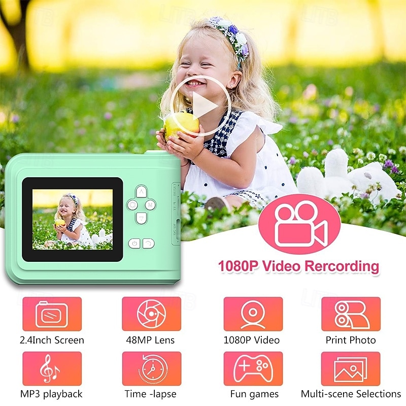 Kids Instant Print Camera Thermal Printing Camera with Print Paper for Kids High Resolution Photo and Print Camera Birthday Gift for Girls3