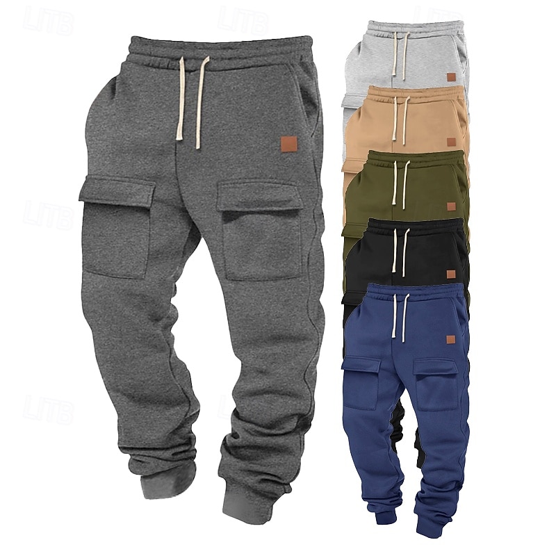 Men's Athletic Pants Joggers Trousers Cargo Sweatpants Pocket Drawstring Elastic Waist Plain Comfort Sports Outdoor Daily Fashion Casual Black Army Green Micro-elastic