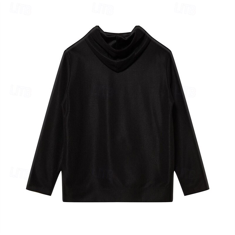 Men's Hoodie Black Army Green Red Khaki Hooded Plain Ribbed Front Pocket Textured Sports & Outdoor Daily Holiday Streetwear Basic Casual Spring &  Fall Clothing Apparel Hoodies Sweatshirts  Long3