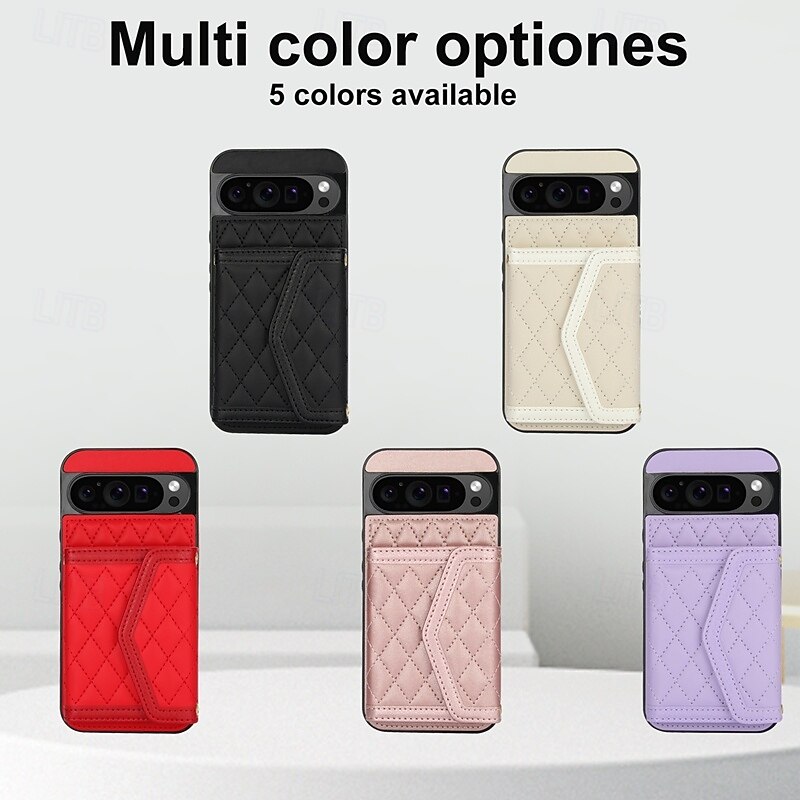 Phone Case For Google Pixel 9 Pro Pixel 9 Pro XL Pixel 8 Pro Pixel 8 Pixel 9 Back Cover with Stand Holder with Lanyard Card Slot Retro TPU PU Leather