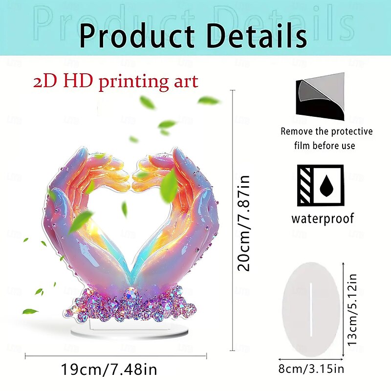 Valentine's Day Colorful Guardian Heart Holiday Party Table Decoration Acrylic Waterproof and Wear-resistant Ornament 5