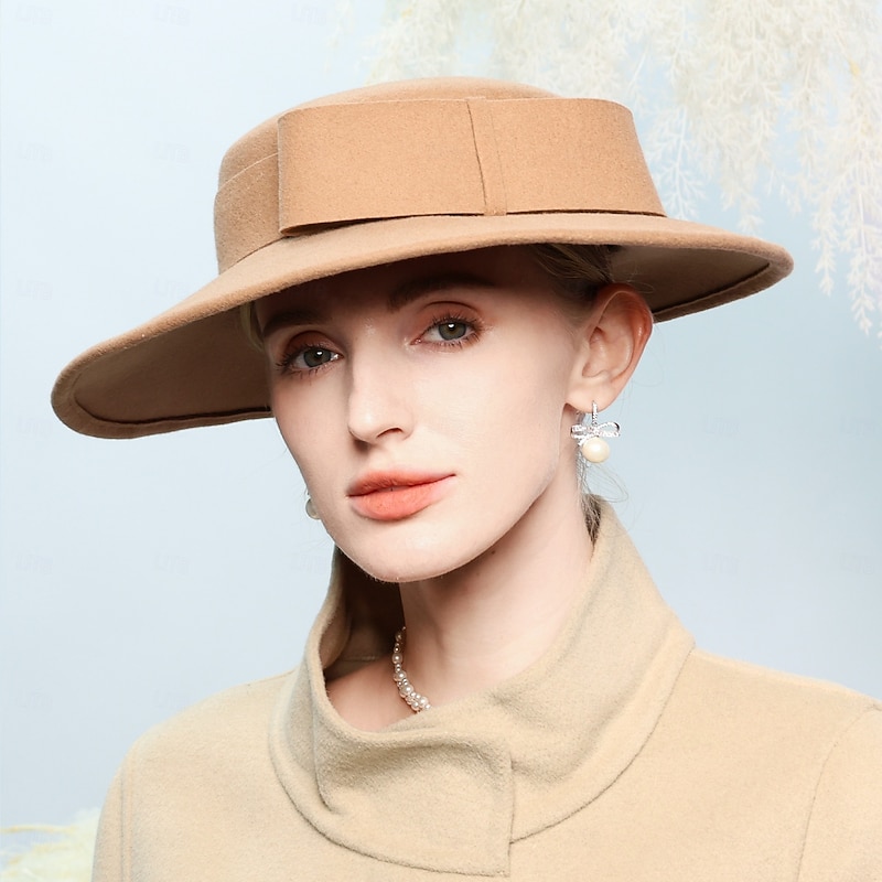 Hats 100% Wool Bowler / Cloche Hat Wedding Tea Party Elegant Wedding With Bowknot Headpiece Headwear