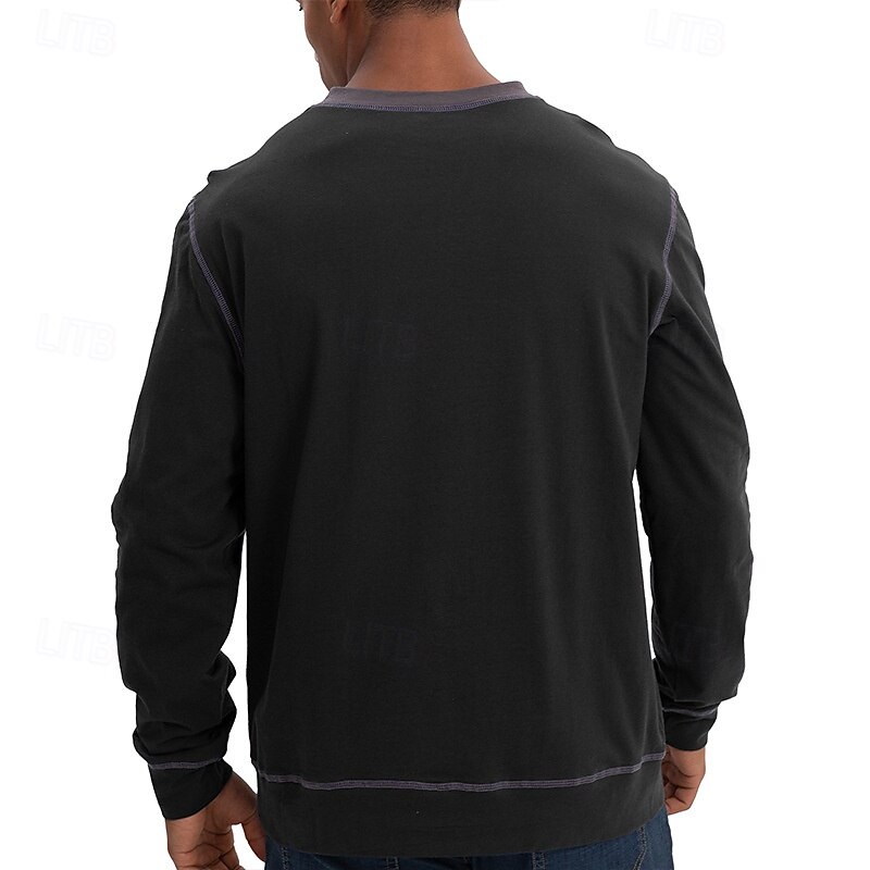 Men's T Shirt Tee Tee Top Long Sleeve Shirt Long Sleeve V Neck Spring &  Fall Patchwork Fashion Designer Basic Patchwork Vacation Street Going out Black Wine Royal Blue Top Tee for Men3