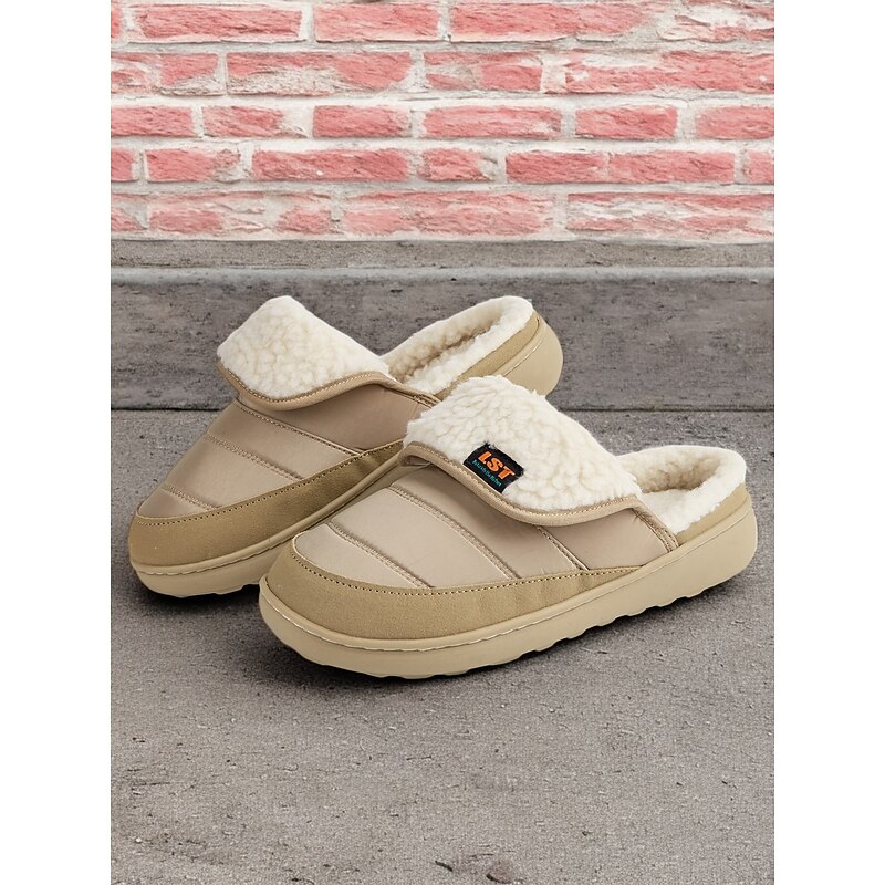 Women's Cozy Beige Fuzzy Slippers with Soft Fleece Lining - Perfect for Winter Relaxing at Home2