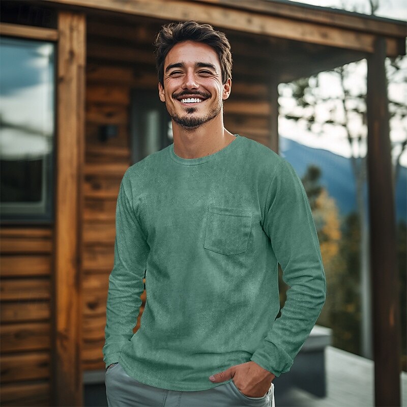 Men's T Shirt Long Sleeve Crew Neck Spring Fall Winter Tie Dye Ugly Active Vintage Crewneck Tie Dye Outdoor Causal Casual Black Green khaki Top Tee for Men4