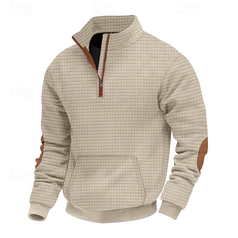 Men's Sweatshirt Quarter Zip Sweatshirt Black Navy Blue Khaki Light Grey Dark Gray Half Zip Plain Sports & Outdoor Daily Holiday Streetwear Cool Retro Winter Spring &  Fall Clothing Apparel Hoodies