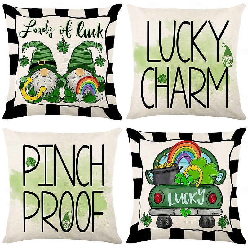 Decorative Toss Pillows Cover Saint Patrick's Day 1PC Shamrock Soft Square Cushion Case Pillowcase for Bedroom Livingroom Sofa Couch Chair2