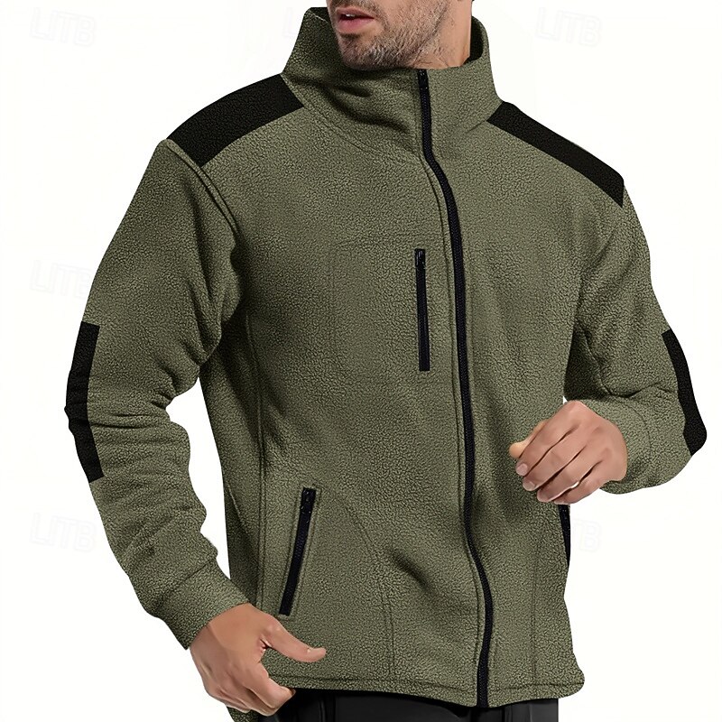 Men's Lightweight Jacket Cargo Jacket Casual Jacket Vacation Daily Wearproof Patchwork Pocket Fall & Winter Color Block Fashion Classic Stand Collar Regular Black Navy Blue Khaki Army Green Gray4