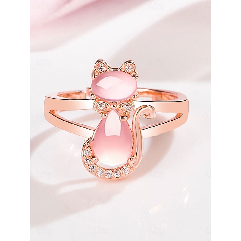 Ring Wedding Geometrical Pink Copper Cat Fashion Cute 1PC Valentine's Day2