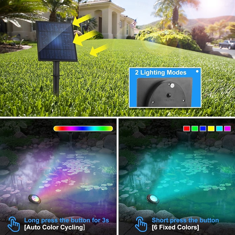 Solar Waterproof Pool Light - 5 Heads 6 LED Beads, Underwater Pond & Aquarium Lighting, Energy-Saving for Outdoor Pathway Garden Patio and Pool 1pc4