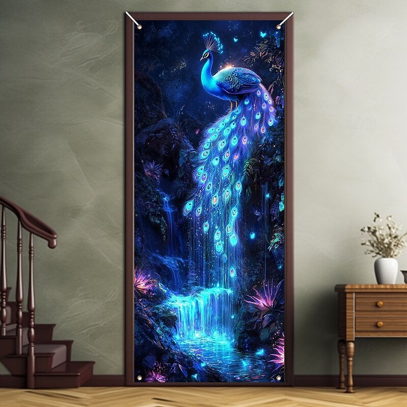 Door Decorations Door Covers Beautiful Peacock Door Tapestry Door Curtain Decoration Backdrop Indoor/Outdoor Door Banner for Front Door Farmhouse2