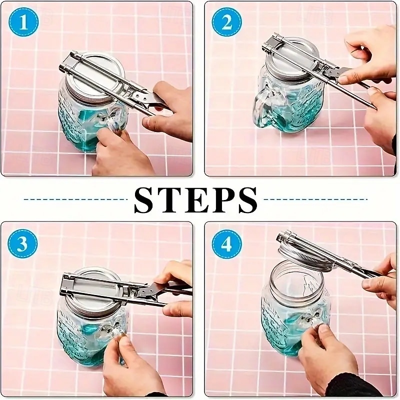 Adjustable Stainless Steel Jar Opener & Lid Opener Manual Can Opener Easy Grip Jar Can Opener Kitchen Accessory for Weak Hands Ideal for Home & Outdoor Use - Metal No Power Re3