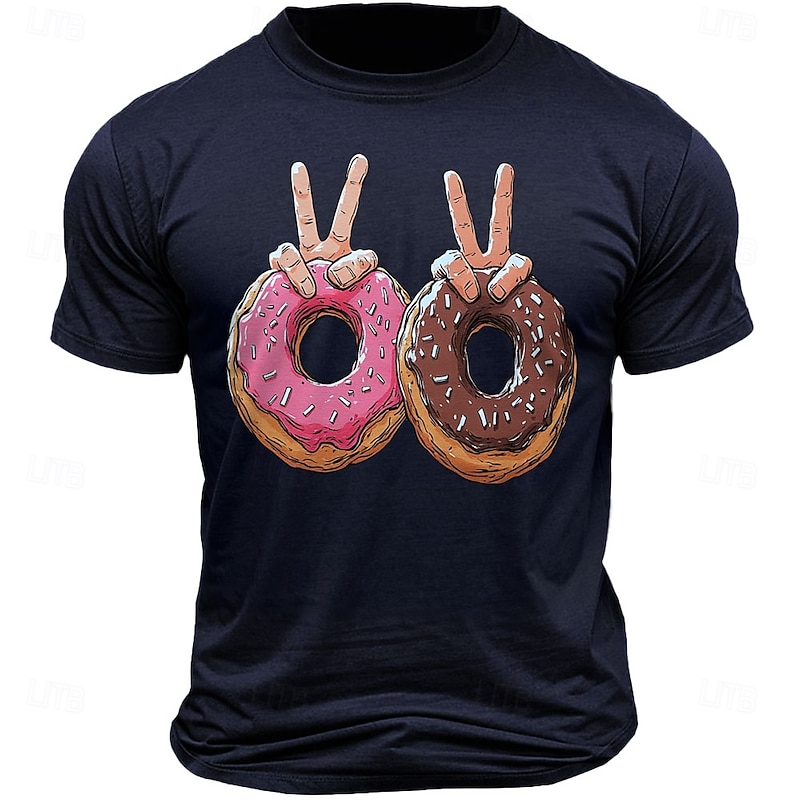 Men's Funny Donuts T Shirt Tee Top 100% Cotton Short Sleeve Graphic Shirt Black White Army Green Comfortable Tee Vacation Street Fashion Designer Clothing4