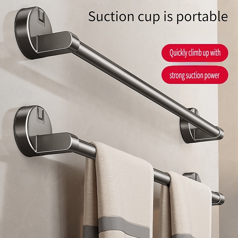 Suction Cup Towel Rack Bathroom No Punching Bathroom Towel Pole Bath Towel Wall Mounted Storage Rack Storage Rack3