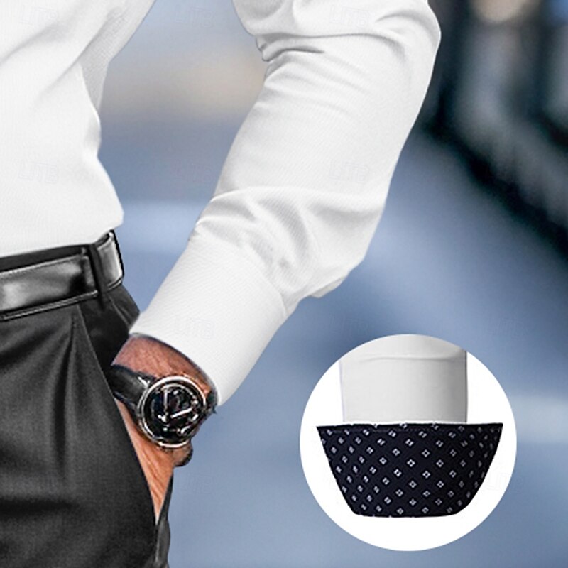 Men's Dress Shirt Work Shirt Button Up Shirt Solid Color Formal Wedding Light Blue Black White Navy Blue Long Sleeve Turndown All Seasons Clothing Apparel2