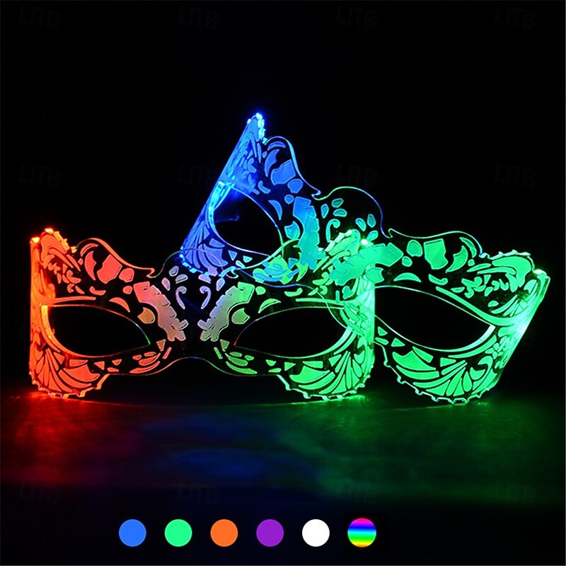 Acrylic LED Glasses Mask- Lighted Up Festive Party Cheer Butterfly Glasses, KTV Bar Glasses with Colorful Changes Button Battery Powered - 1PC2