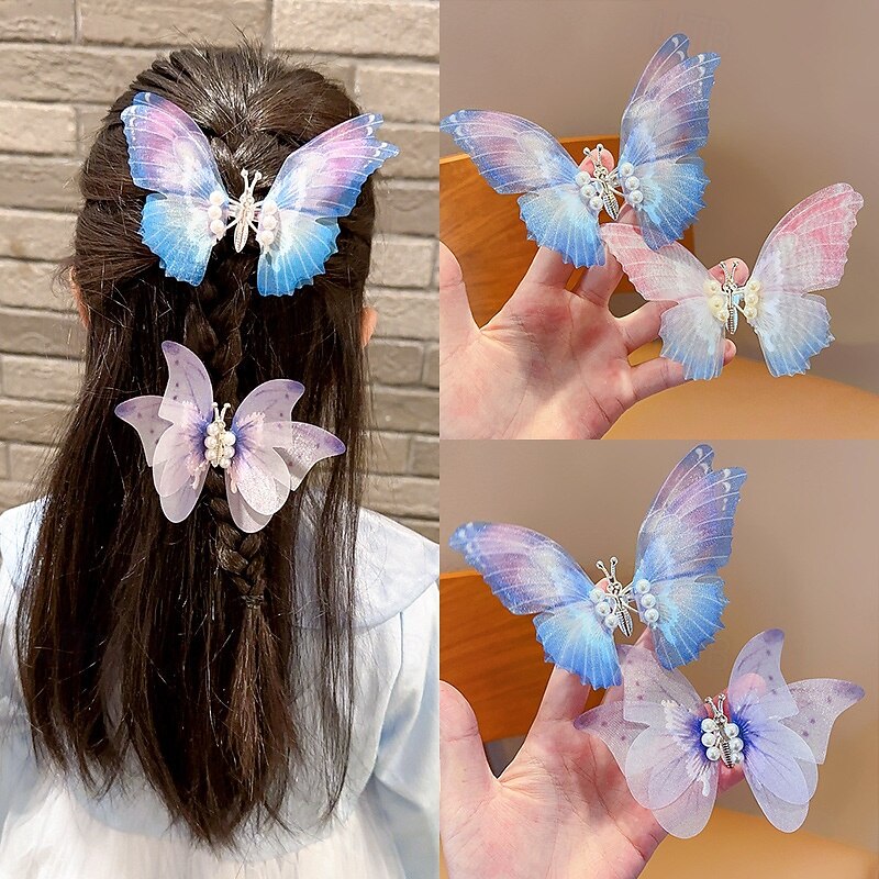 Kids Girls' Hair Accessories Active Sweet Party Birthday Butterfly Pink Blue