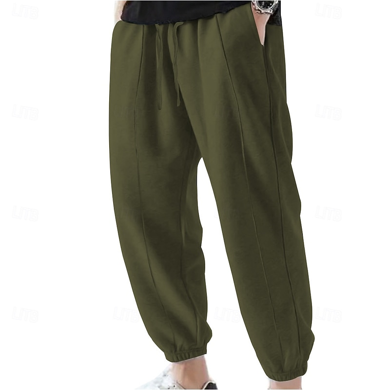 Men's Sweatpants Joggers Trousers Casual Pants Drawstring Elastic Waist Pleats Plain Comfort Soft Full Length Outdoor Daily Gym Sports Fashion Black Navy Blue2