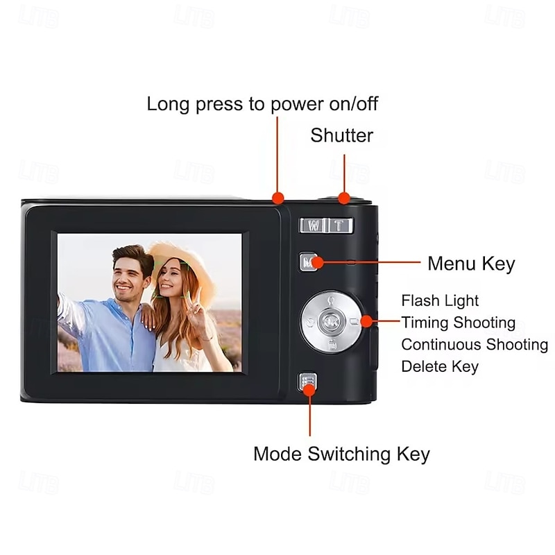 4K Digital Camera 50MP 16X Digital Zoom Camera 2.4-inch IPS Screen Face Detection Flash Camera Motion Detection Timer Camera4