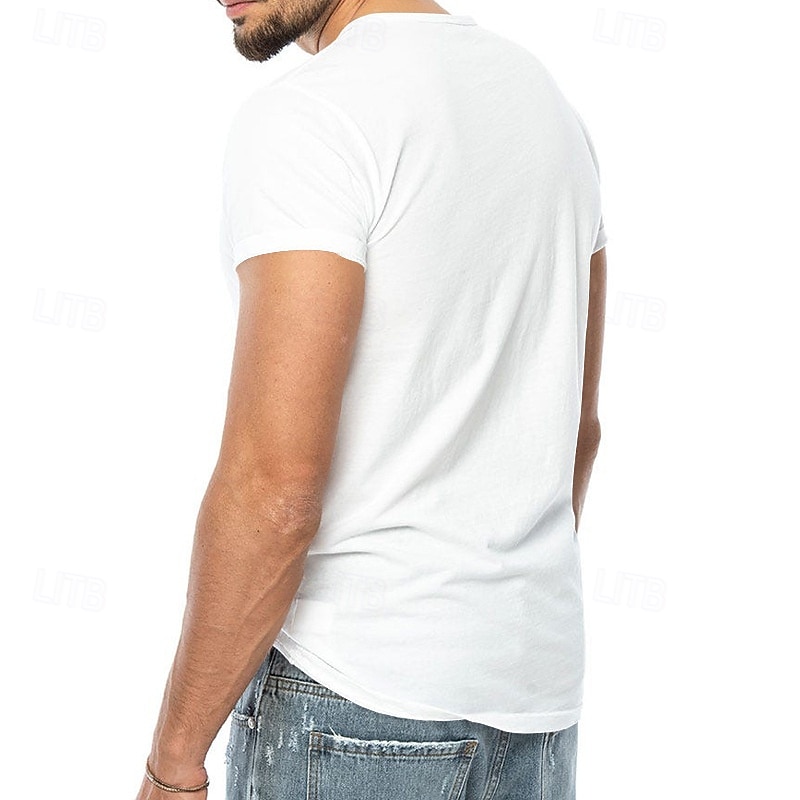 Men's T Shirt Henley Shirt Henley Top Short Sleeve Solid Color Classical Button Up Henley Outdoor Casual Athleisure Spring Fall Spring &  Fall Dark Brown Black White Henley T-Shirt3