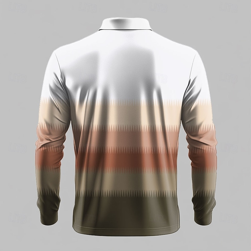 Men's Polo Shirts Golf Shirt Long Sleeve Polo Shirts Collared Shirts Casual Business Casual Party Evening Wear Dailywear New Years Eve Shirts 3D Print Buttons Spring Fall Winter White Blue2