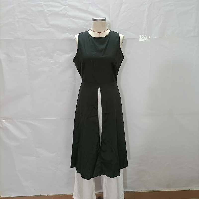 Women's Casual Dress Maxi Dress Patchwork Elegant Crew Neck Black Rose Red Color3