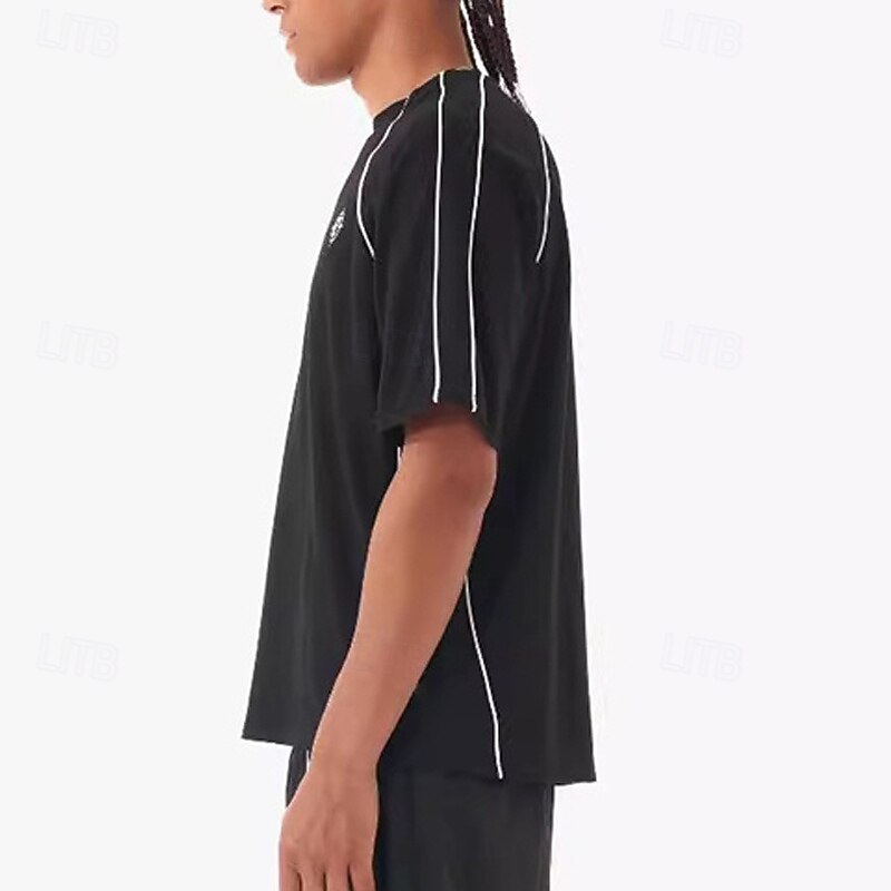 Men's T Shirt Tee Short Sleeve Shirt Tee Top Short Sleeve Crew Neck Spring & Summer Plain Fashion Designer Basic Patchwork Vacation Street Going out Black White Pink Top Tee for Men4